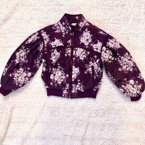 Listicle Plum Purple Floral Quilted Bomber Jacket – Size M Boutique Style